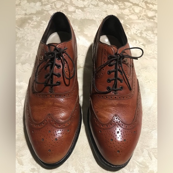 Pre-owned Foot Joy Men’s Brown Saddle Wingtip Classics 51128 - Size 10E - Picture 1 of 13
